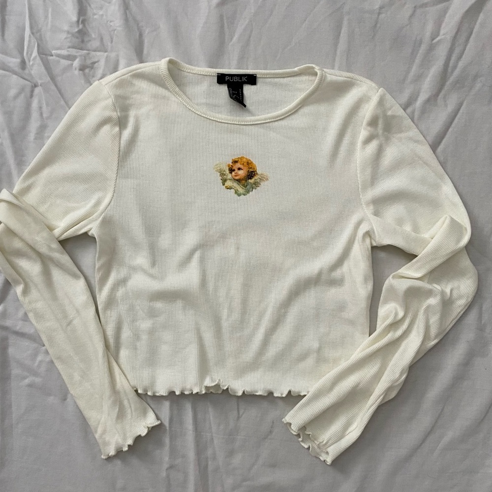 Long sleeve angel crop top
